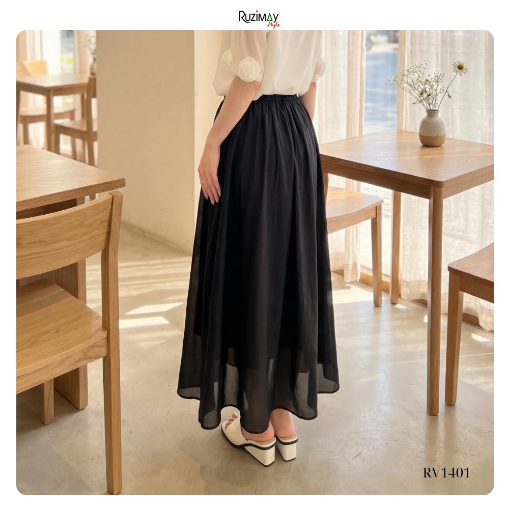 Chân váy voan nữ Ruzimay RV1401 dài 95cm dáng xòe mềm thanh lịch