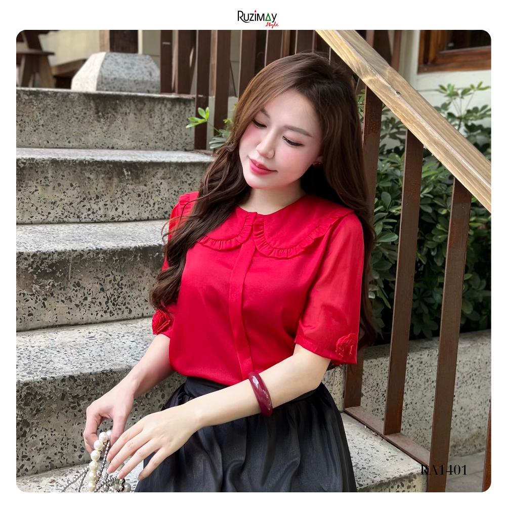Áo sơ mi nữ Ruzimay RA1400 cổ sen bèo tay lỡ mềm mại thanh lịch