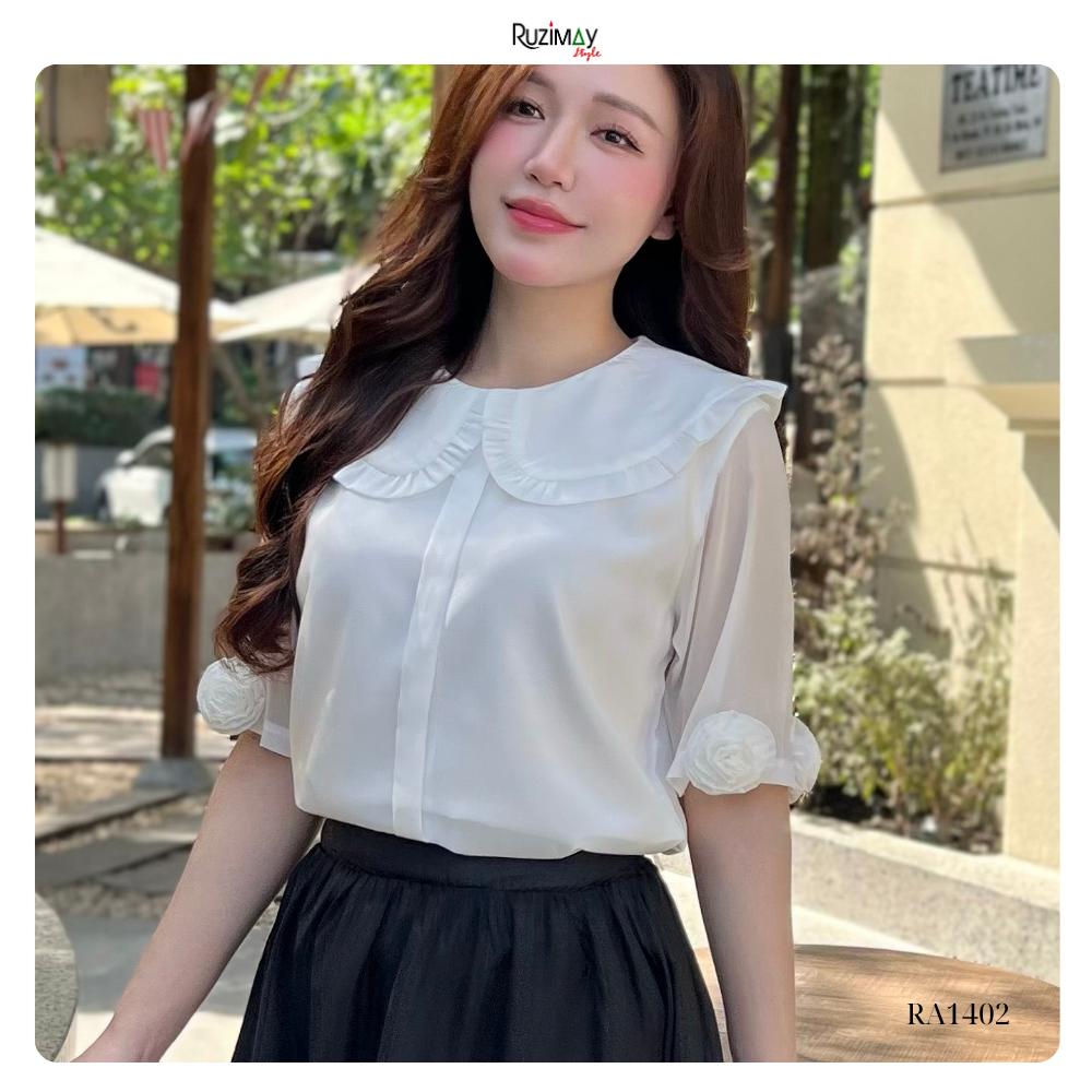 Áo sơ mi nữ Ruzimay RA1400 cổ sen bèo tay lỡ mềm mại thanh lịch