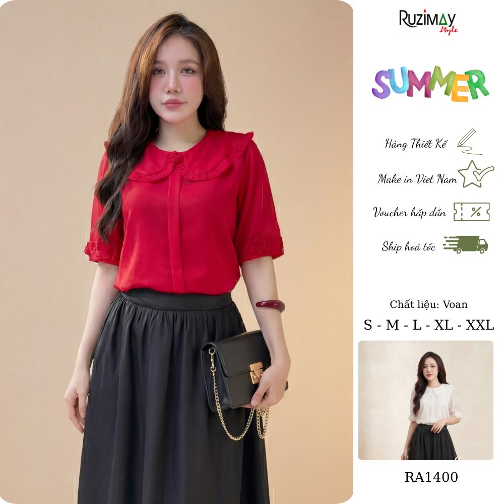 Áo sơ mi nữ Ruzimay RA1400 cổ sen bèo tay lỡ mềm mại thanh lịch