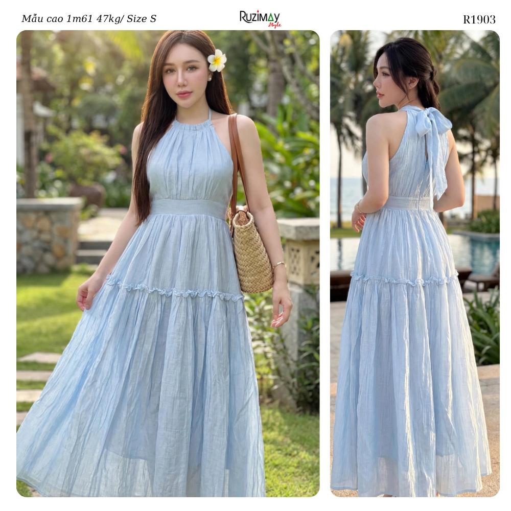 Đầm maxi cổ yếm Ruzimay Style R1900 dáng dài xòe