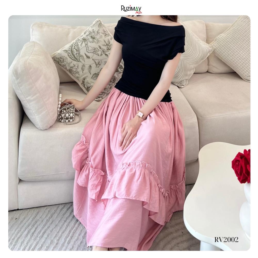 Chân váy nữ Ruzimay RV2000 xòe dài bèo tầng mềm mại thanh lịch