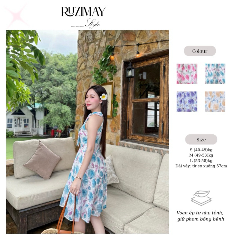 Đầm maxi cổ yếm họa tiết hoa R0800