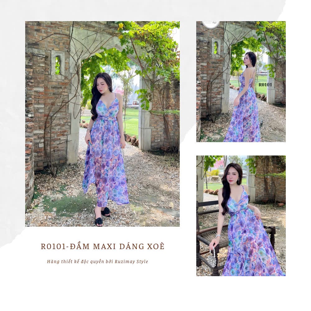 Đầm maxi dáng dài xòe R0100