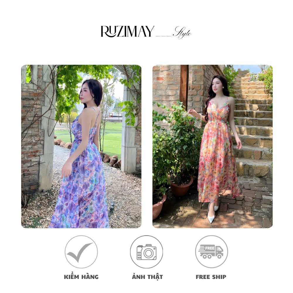 Đầm maxi dáng dài xòe R0100