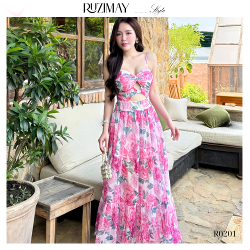 Đầm maxi cup ngực dáng xòe R0201