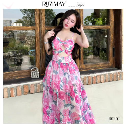 Đầm maxi cup ngực dáng xòe R0201
