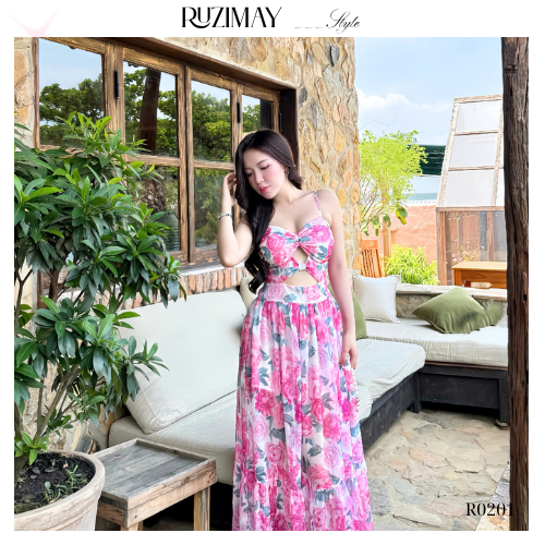 Đầm maxi cup ngực dáng xòe R0201