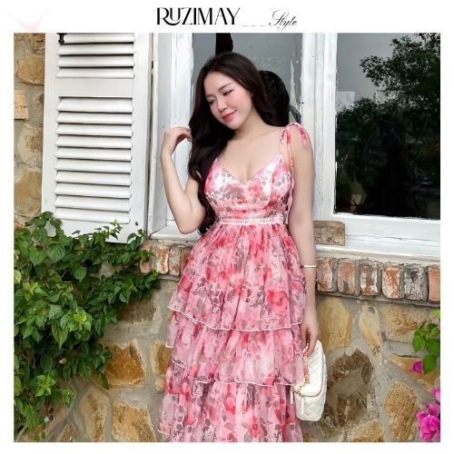 Đầm maxi dáng dài xếp tầng R0400