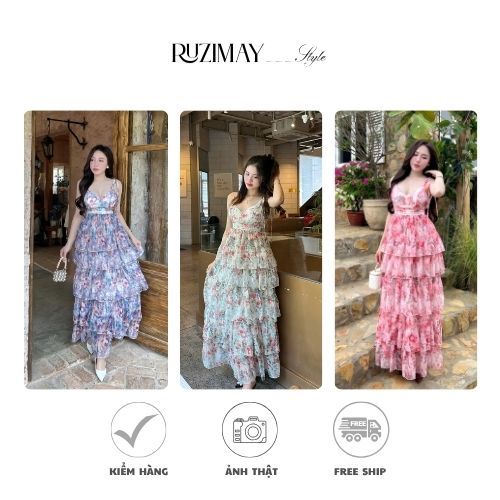 Đầm maxi dáng dài xếp tầng R0400