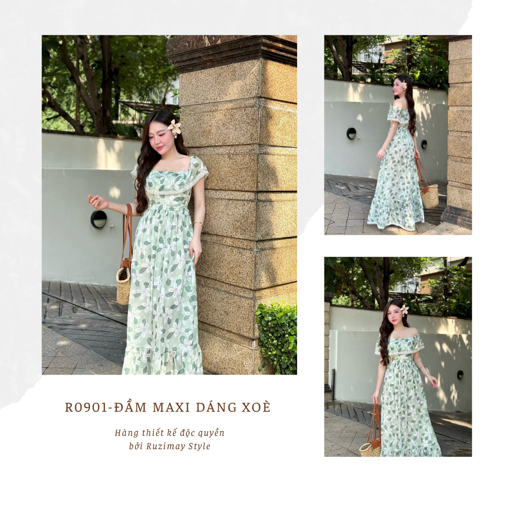 Đầm maxi trễ vai dáng dài R0900