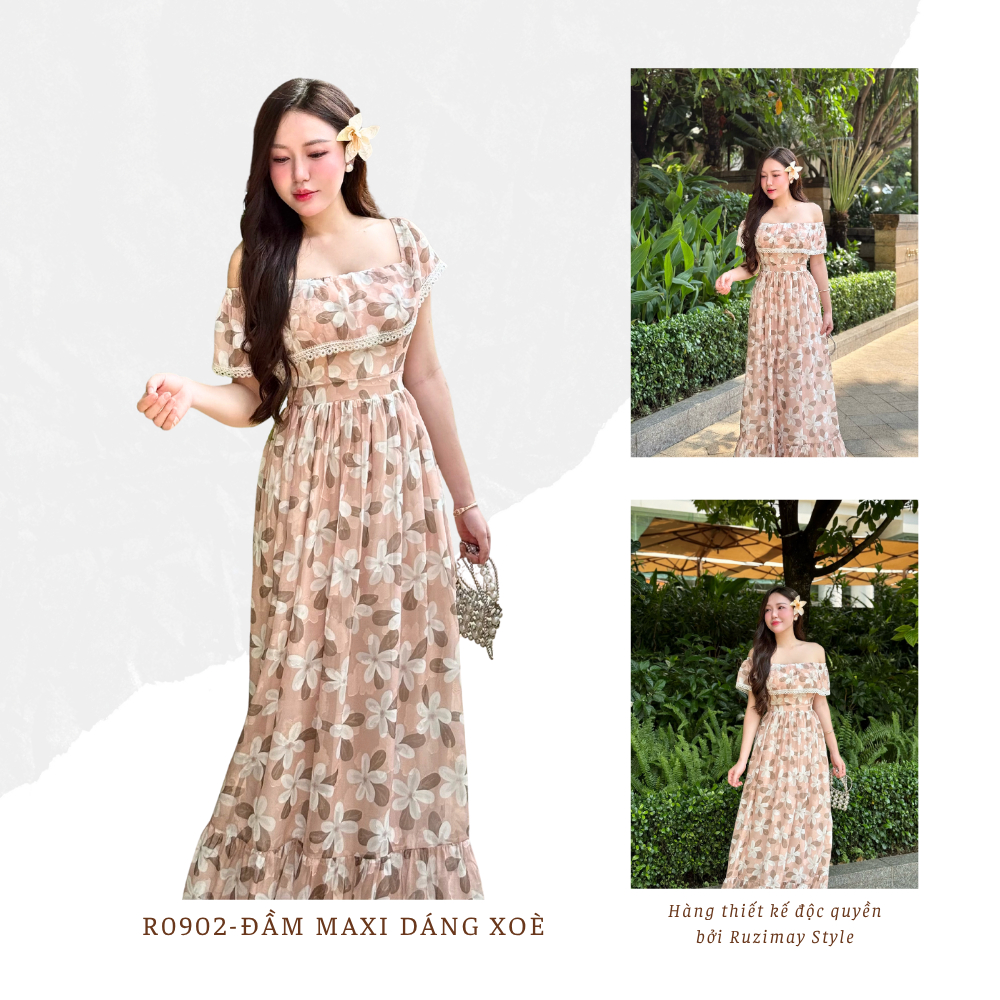 Đầm maxi trễ vai dáng dài R0900