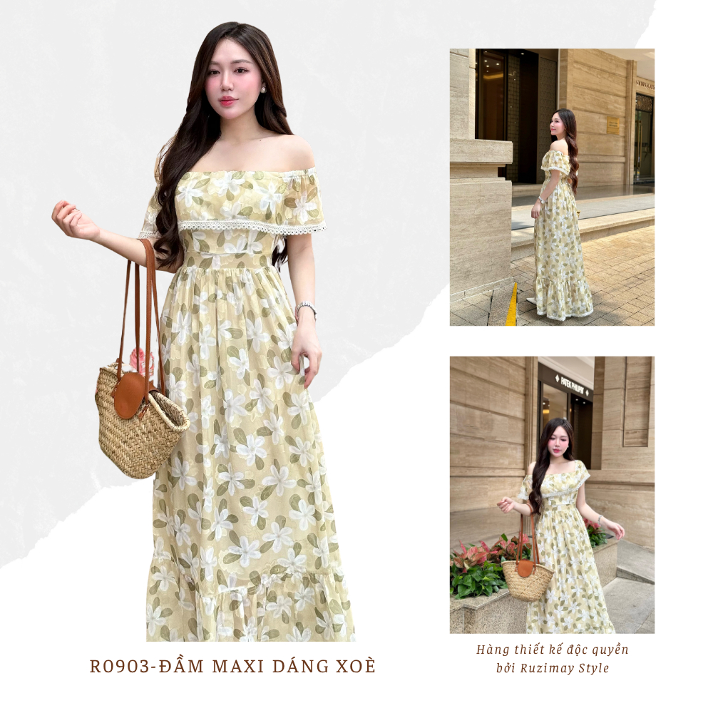 Đầm maxi trễ vai dáng dài R0900