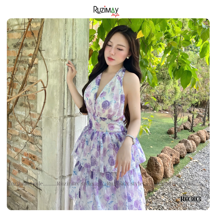 Đầm maxi xếp tầng dáng dài R0300