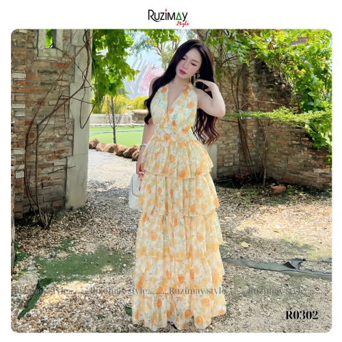 Đầm maxi xếp tầng dáng dài R0300