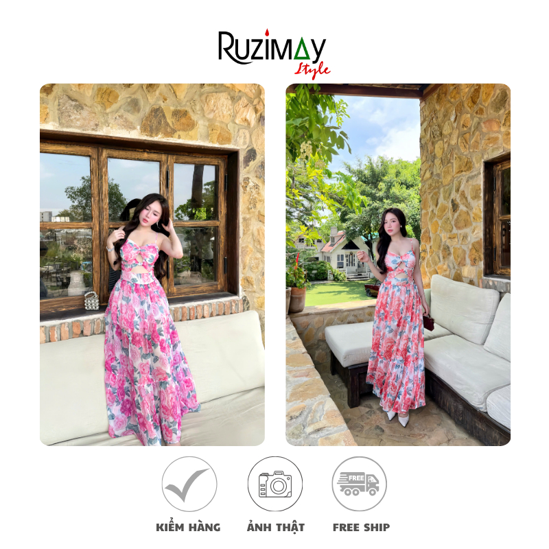 Đầm maxi cúp ngực dáng xòe R0200