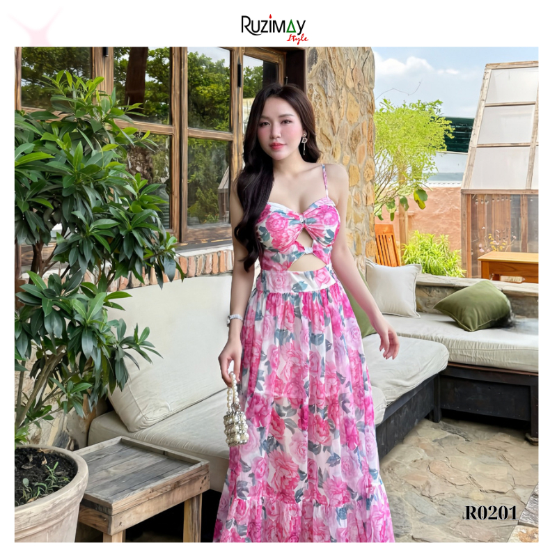 Đầm maxi cúp ngực dáng xòe R0200