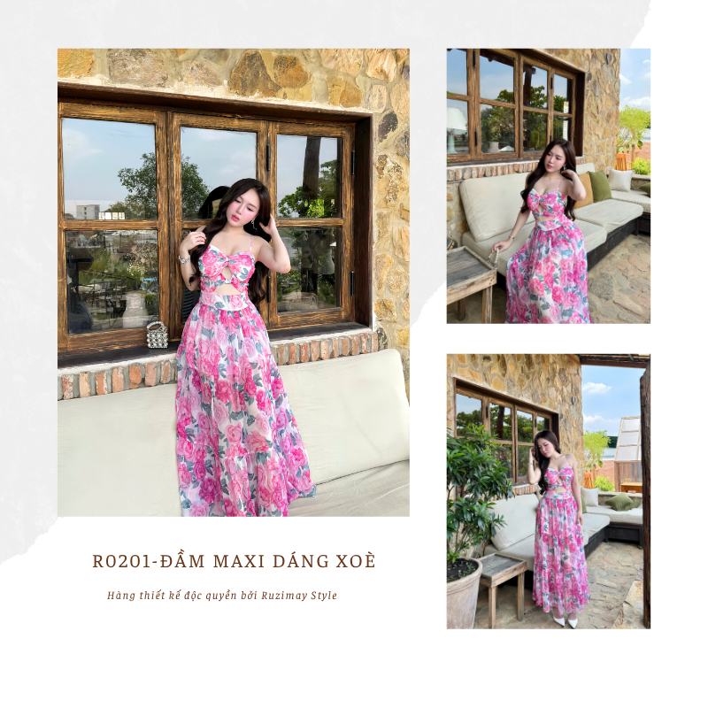 Đầm maxi cúp ngực dáng xòe R0200