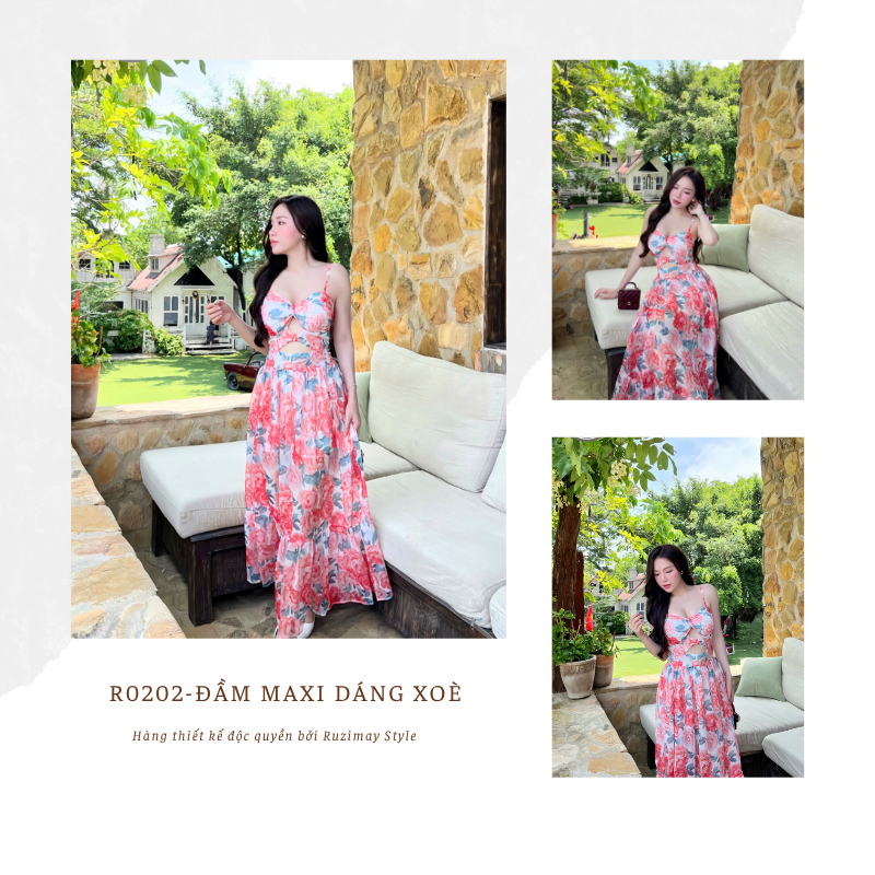 Đầm maxi cúp ngực dáng xòe R0200