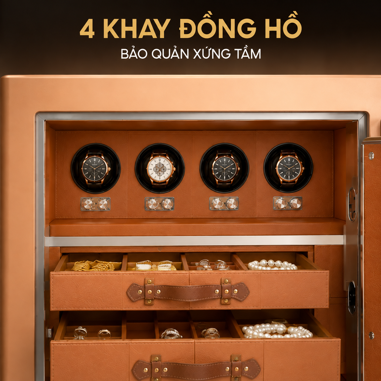 Bốn khay bảo quản đồng hồ của két sắt AIPU XR-105GW