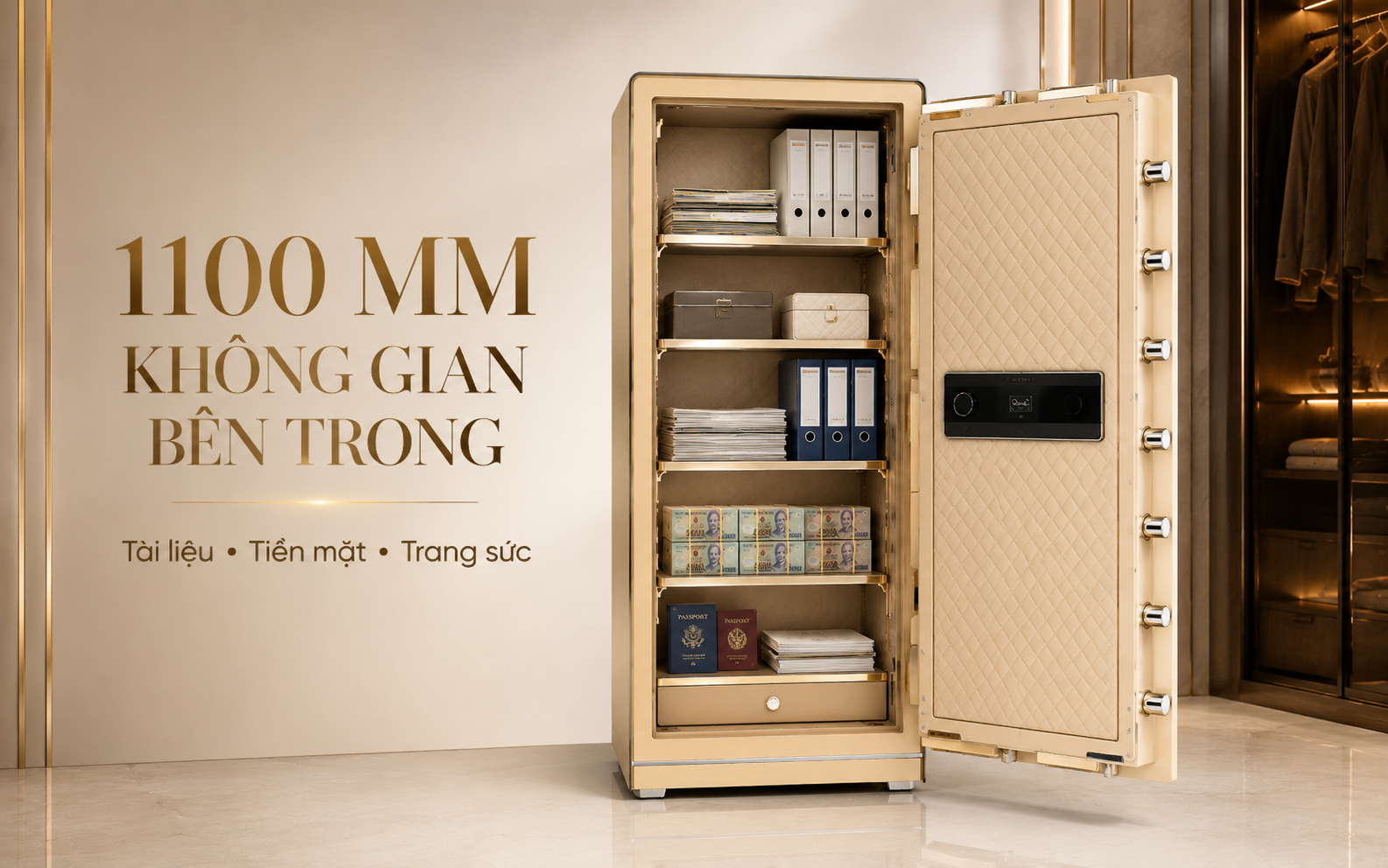 Nội thất két sắt AIPU LZII-120G màu champagne
