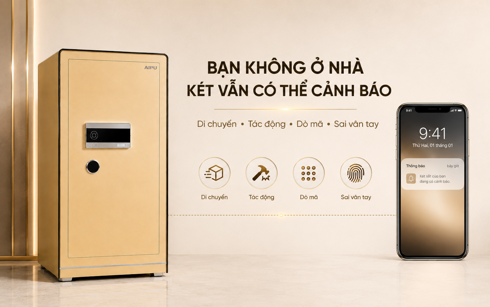 Cảnh báo điện thoại két sắt AIPU LZII-120G