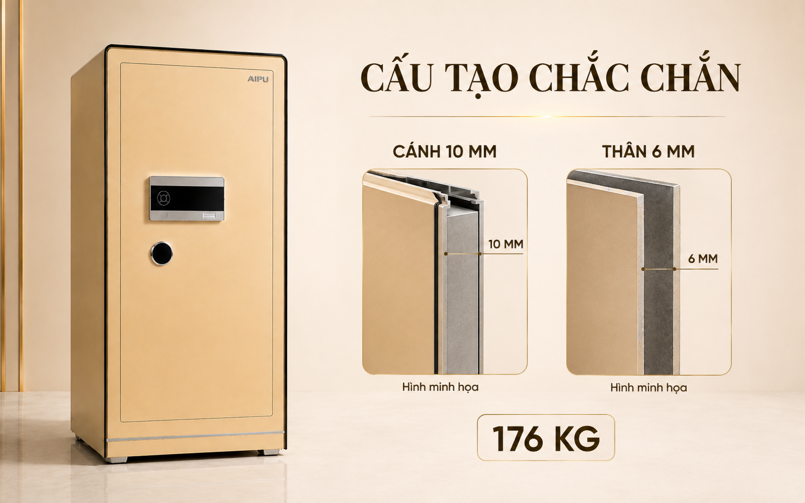 Cánh 10mm thân 6mm két sắt AIPU LZII-120G