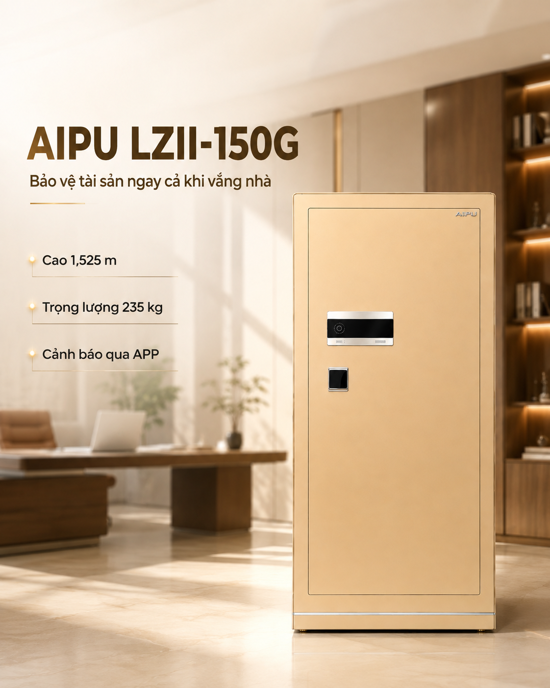 Két sắt thông minh AIPU LZII-150G chính diện