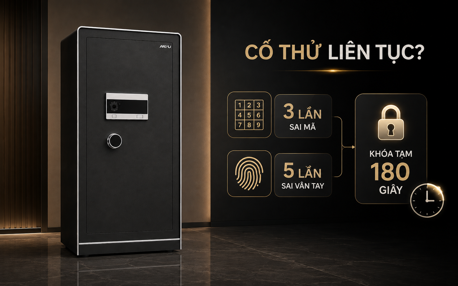 Khóa tạm 180 giây chống dò mã AIPU LZII-98B