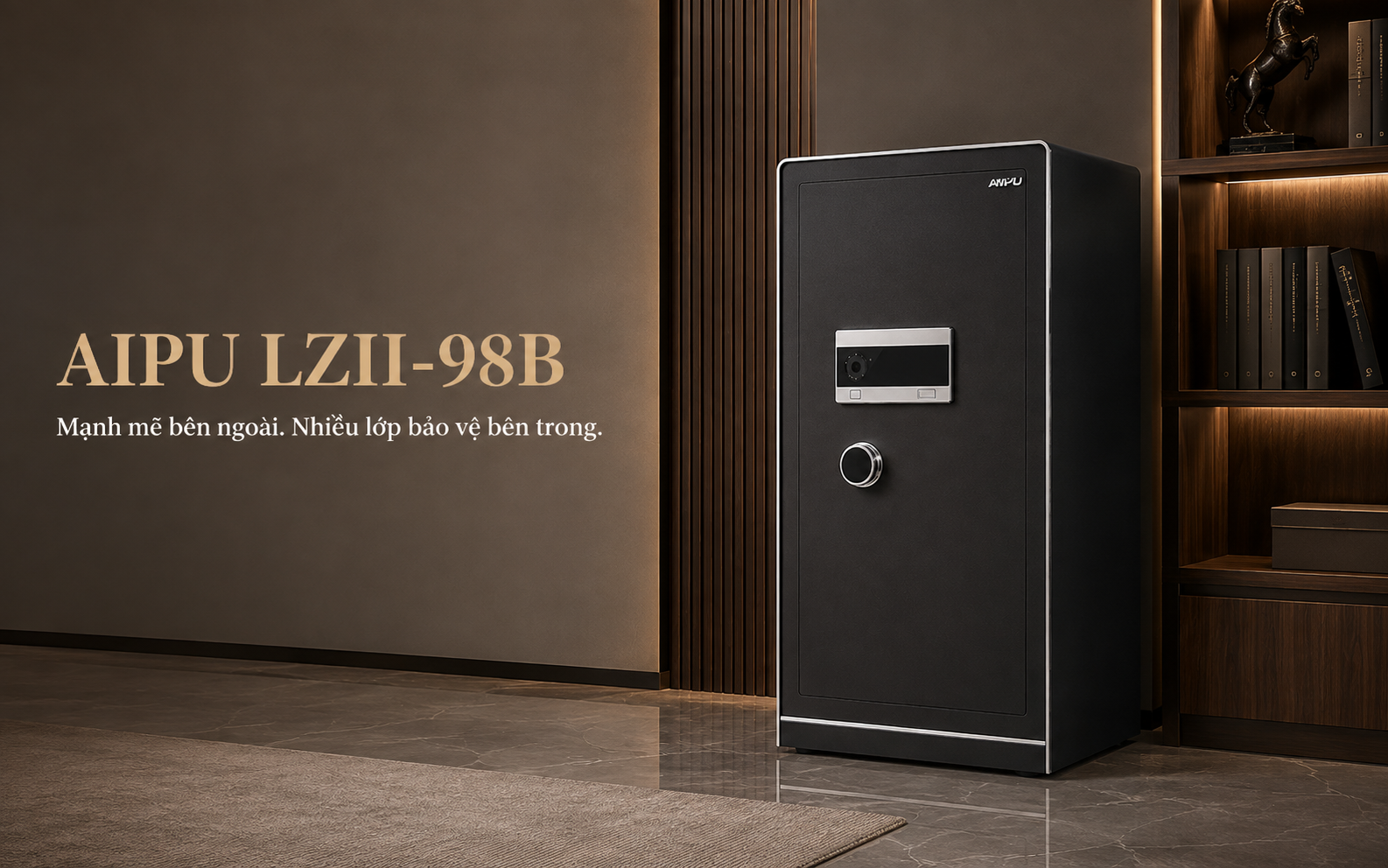 Két sắt thông minh chống cháy AIPU LZII-98B màu đen