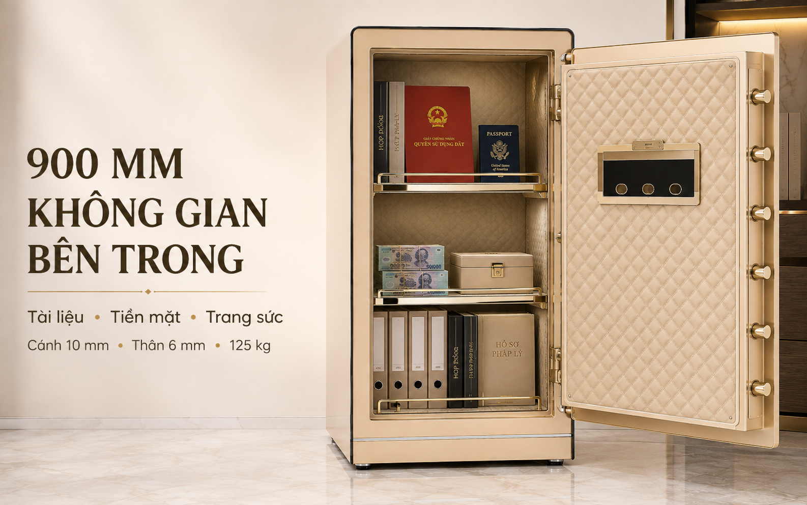 Nội thất két sắt AIPU LZII-98G khoang trong 900mm