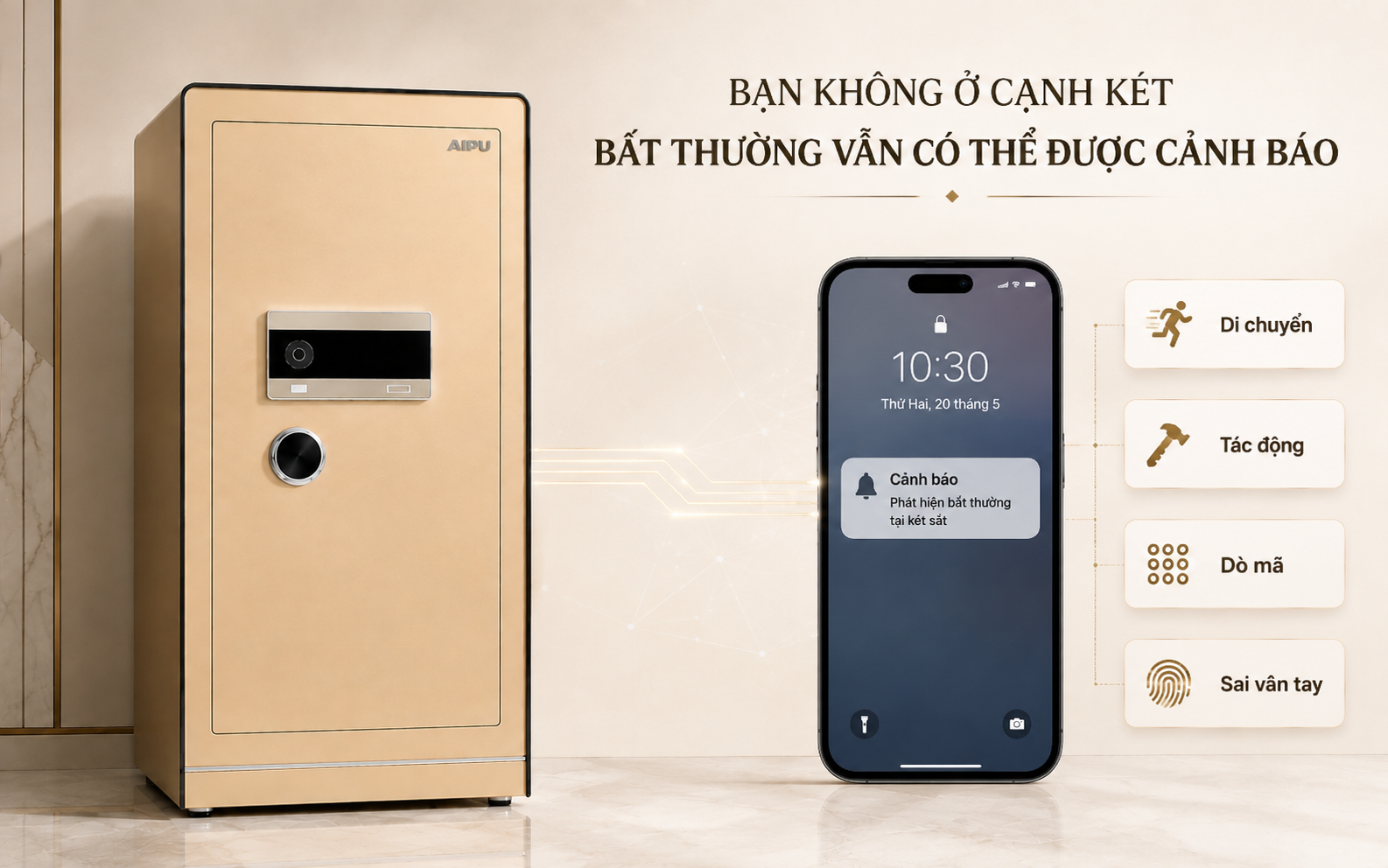 Cảnh báo điện thoại két sắt AIPU LZII-98G