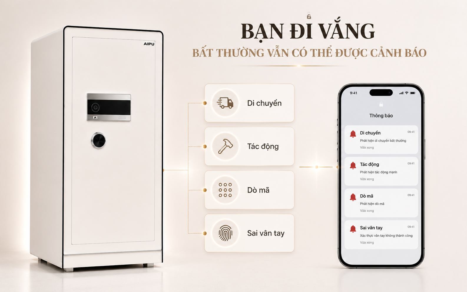 Cảnh báo điện thoại két sắt AIPU LZII-98W