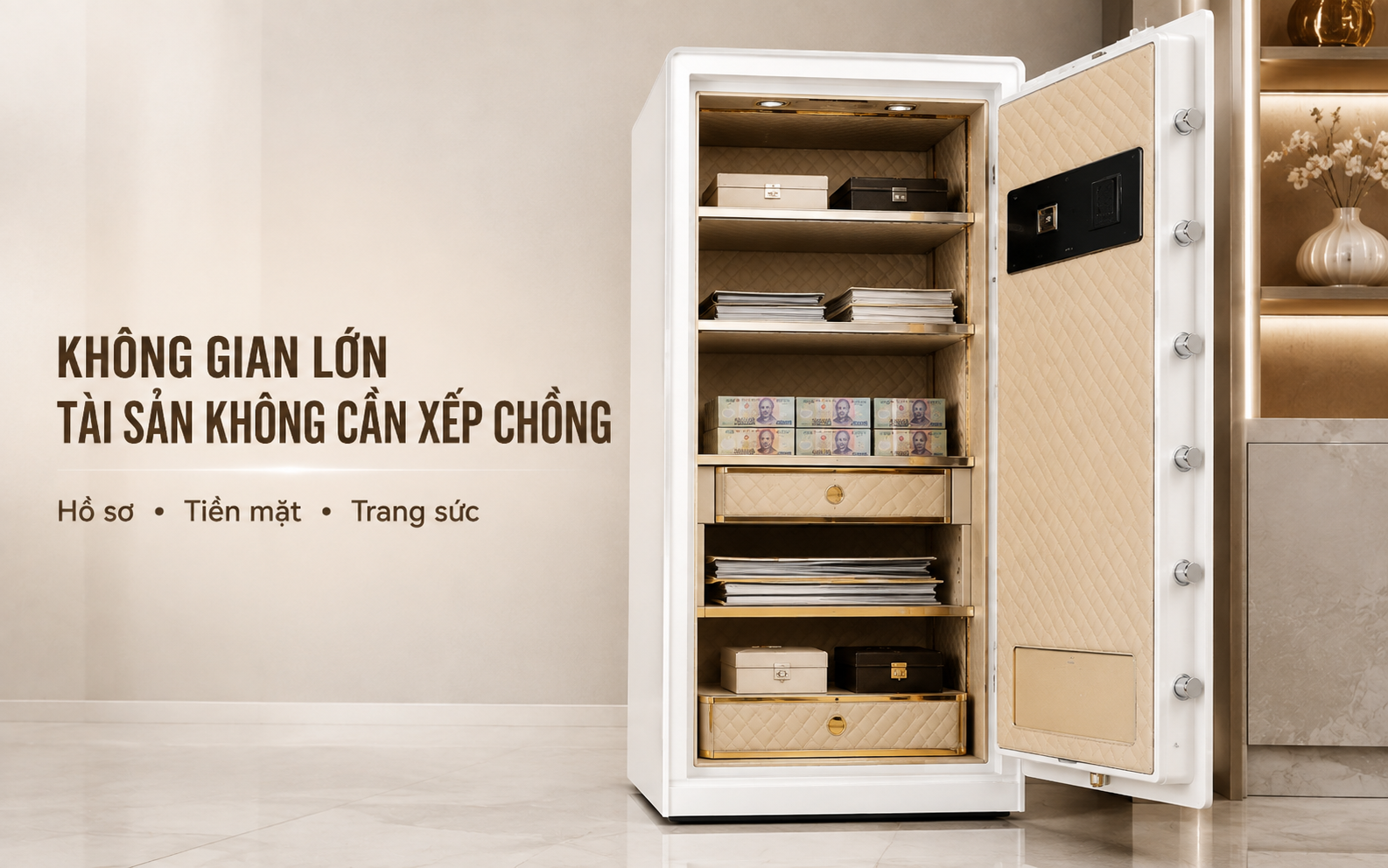 Nội thất két sắt AIPU LZII-120W màu beige cao cấp