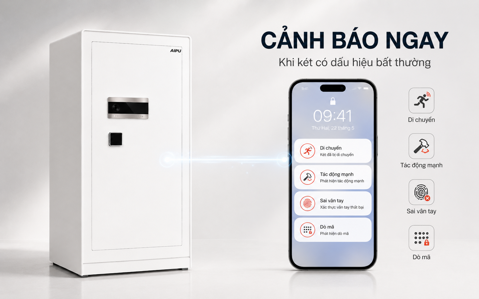 Cảnh báo chống trộm qua điện thoại két sắt AIPU LZII-150W
