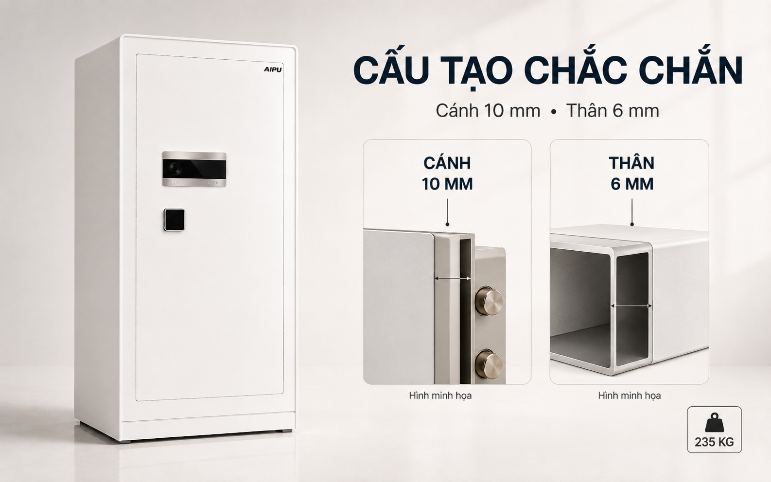 Cấu tạo két sắt AIPU LZII-150W cánh 10mm thân 6mm