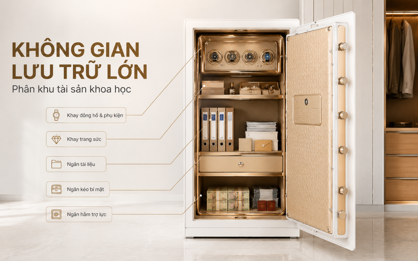 Nội thất két sắt AIPU LZII-150W 5 ngăn lưu trữ