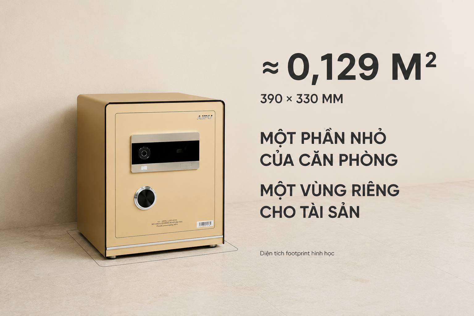 Kích thước két sắt AIPU LZII-45G 455 x 390 x 330mm