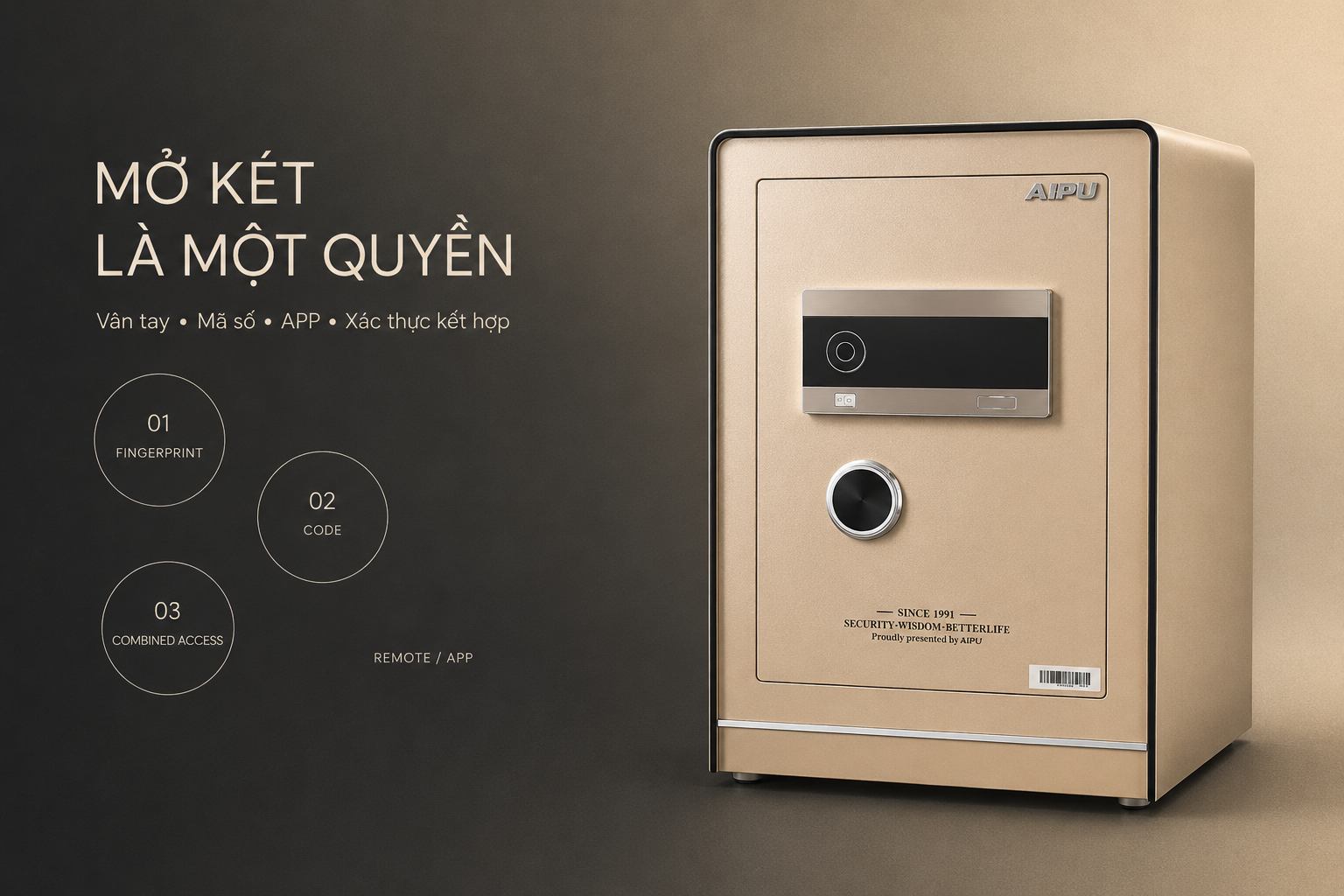 Vân tay mã số APP két sắt AIPU LZII-58G