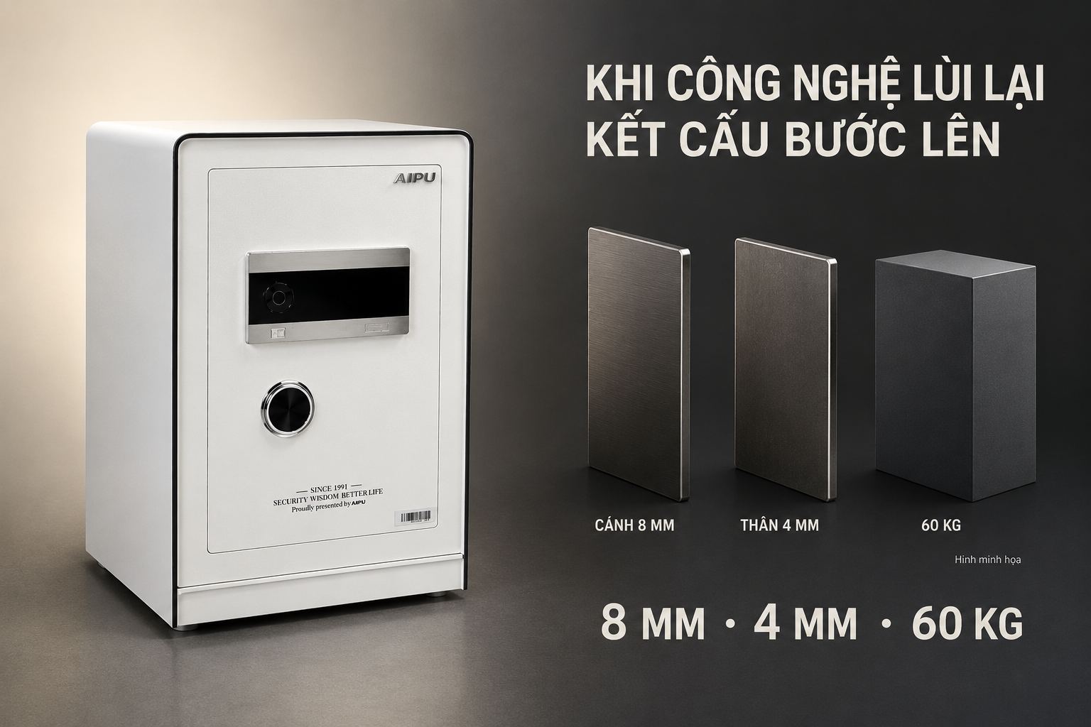 Cánh 8mm thân 4mm két sắt AIPU LZII-58W