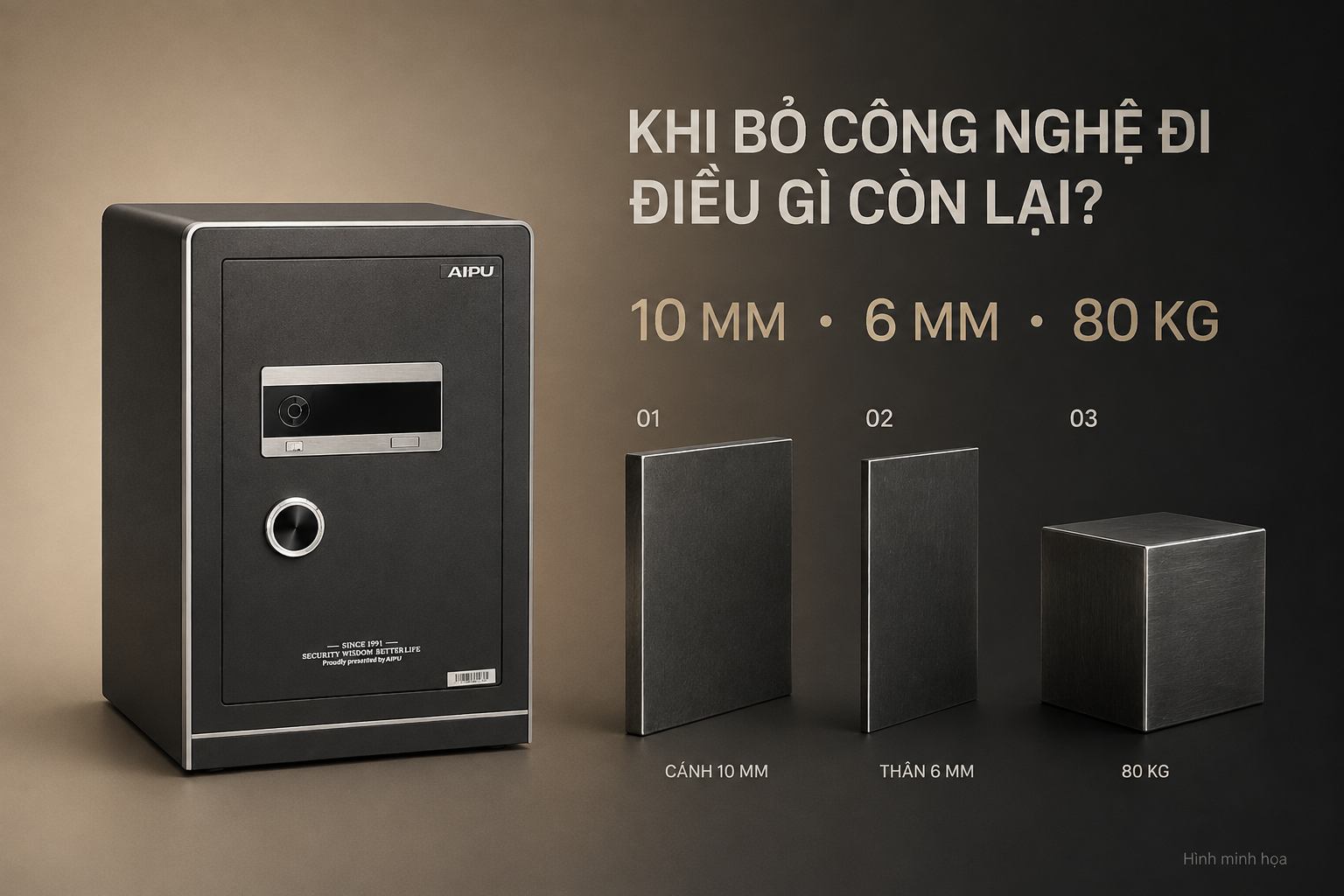 Cánh 10mm thân 6mm két sắt AIPU LZII-68B