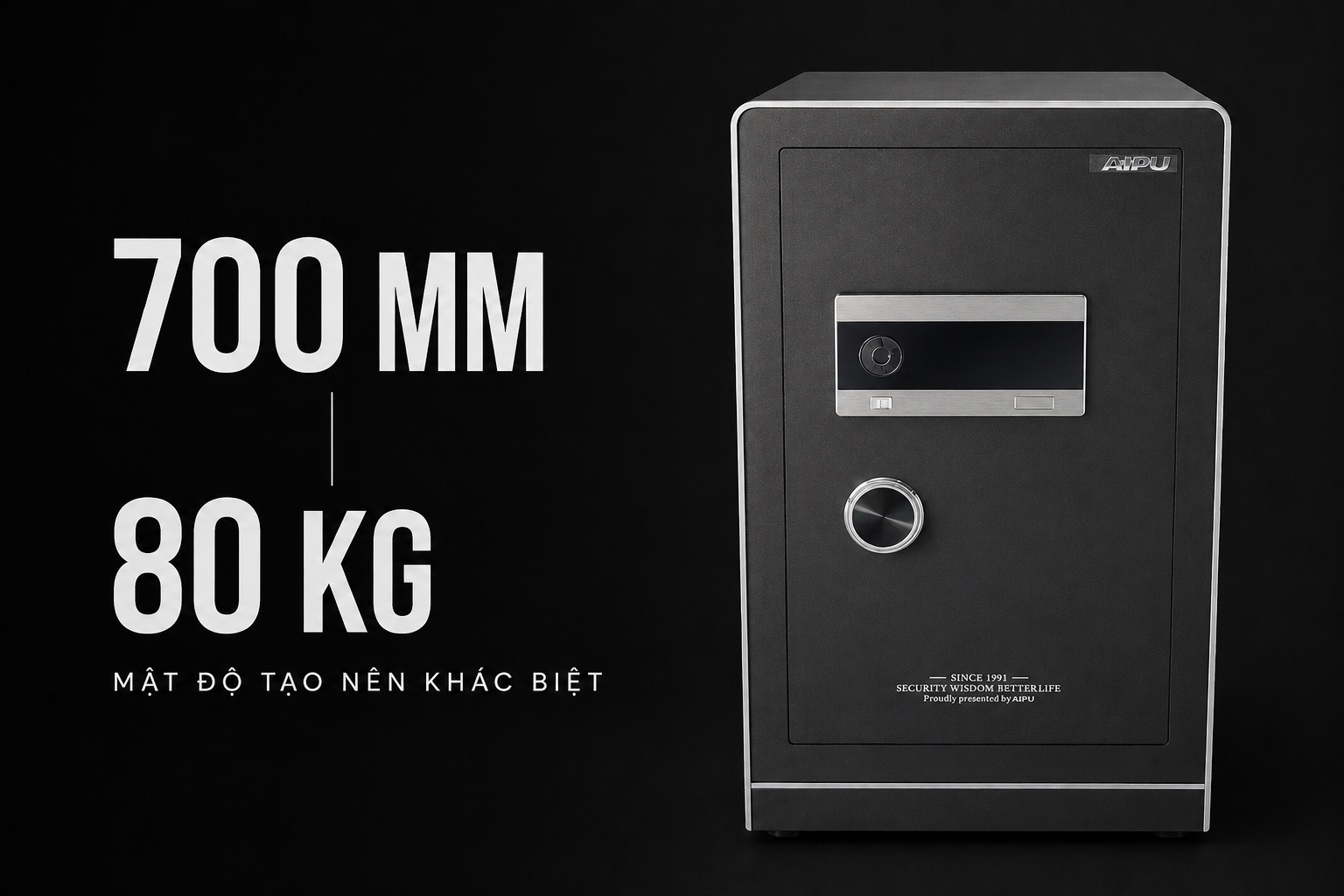Két sắt thông minh AIPU LZII-68B màu đen