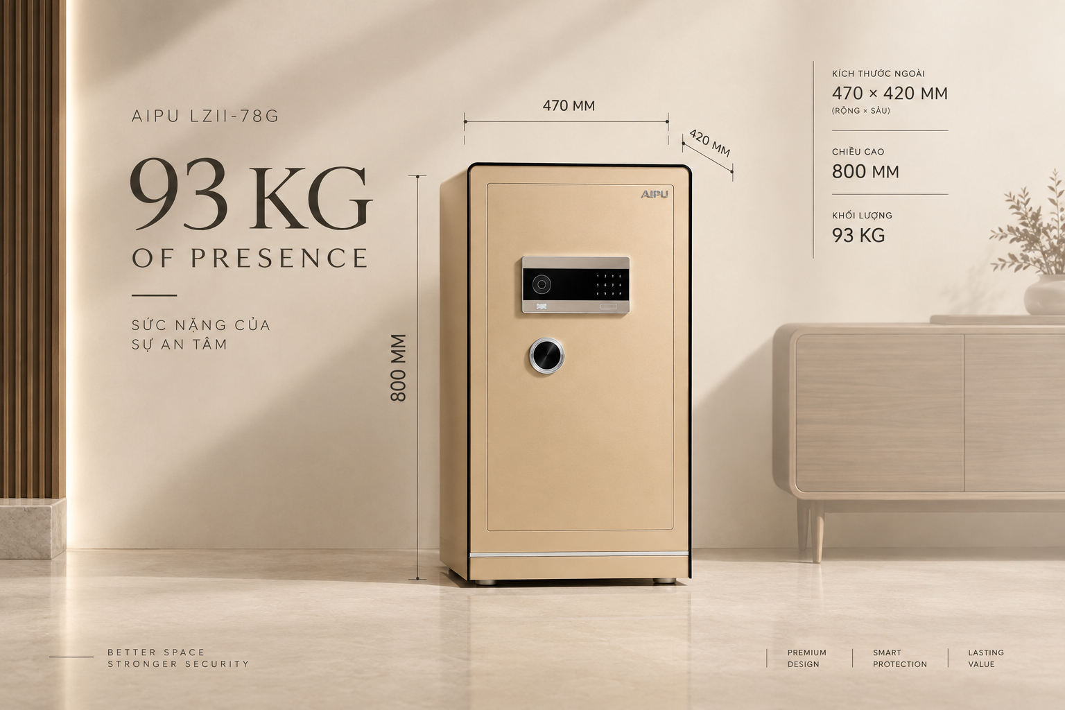 Kích thước AIPU LZII-78G 800 x 470 x 420mm 93kg