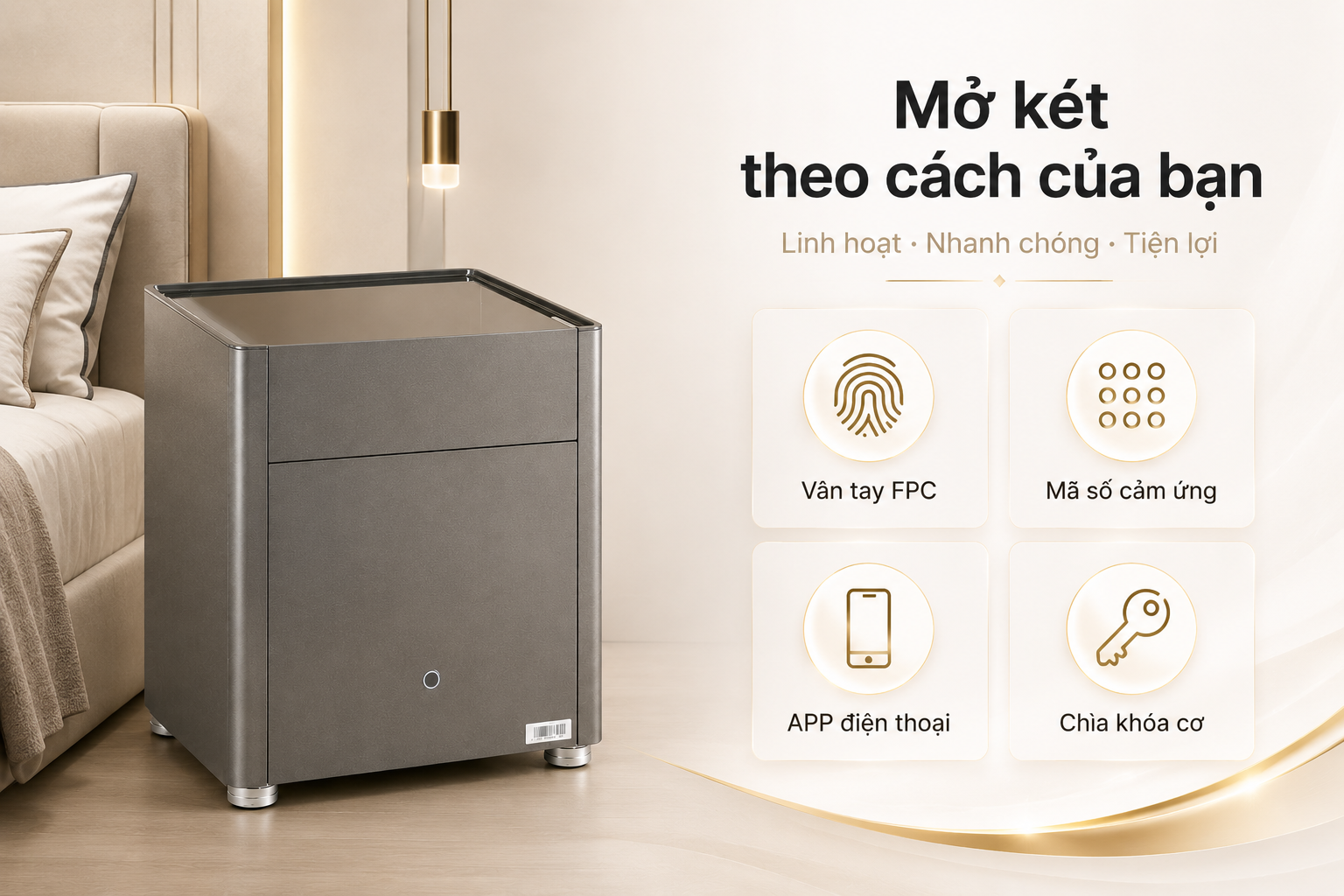 Công nghệ mở khóa két sắt AIPU LYII-55B bằng vân tay mã số APP và chìa cơ