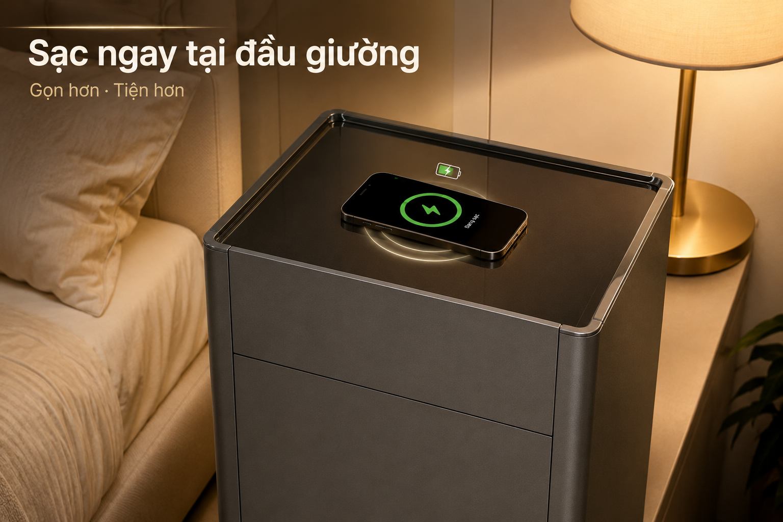 Sạc không dây tích hợp trên két sắt đầu giường AIPU LYII-55B