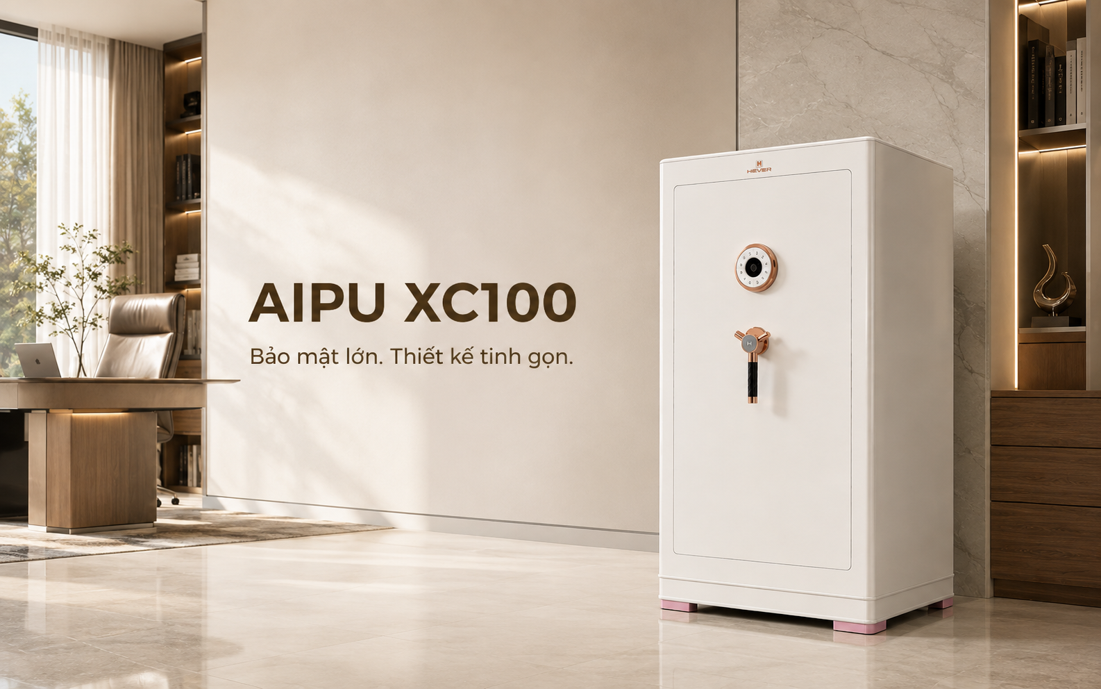 Két sắt thông minh AIPU XC100 màu trắng cao hơn 1m