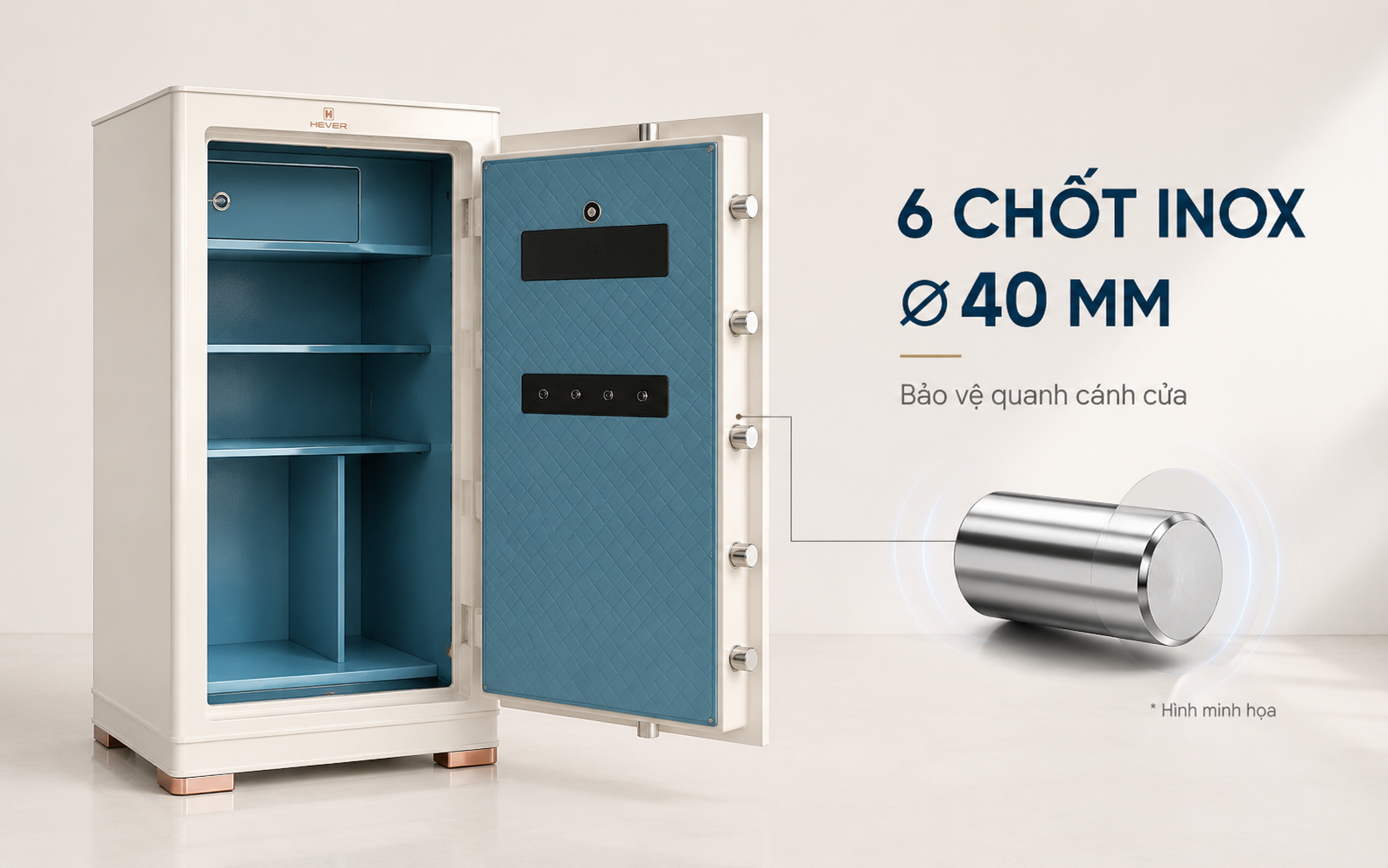 6 chốt INOX 40mm két sắt AIPU XC80