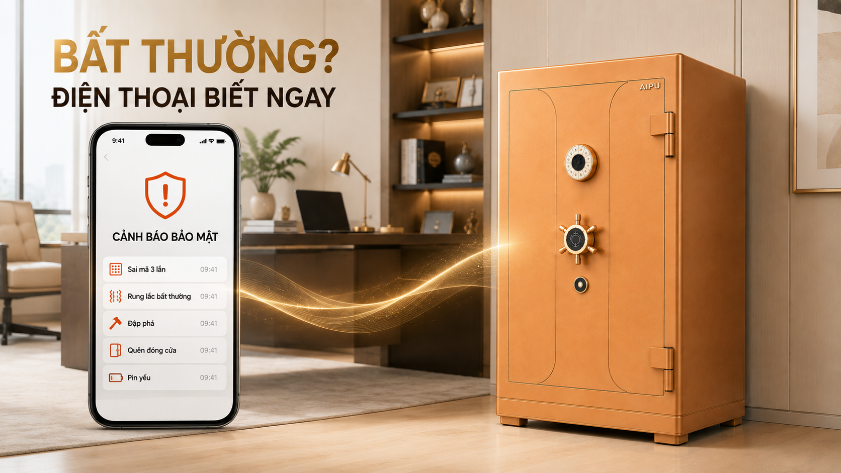 Tính năng cảnh báo điện thoại của két sắt AIPU XR-105GW
