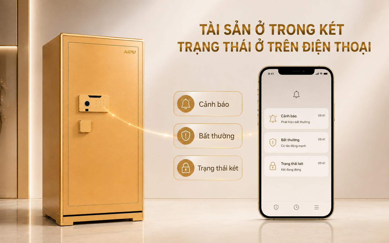 Cảnh báo điện thoại két sắt AIPU ZR-150VI-G-W