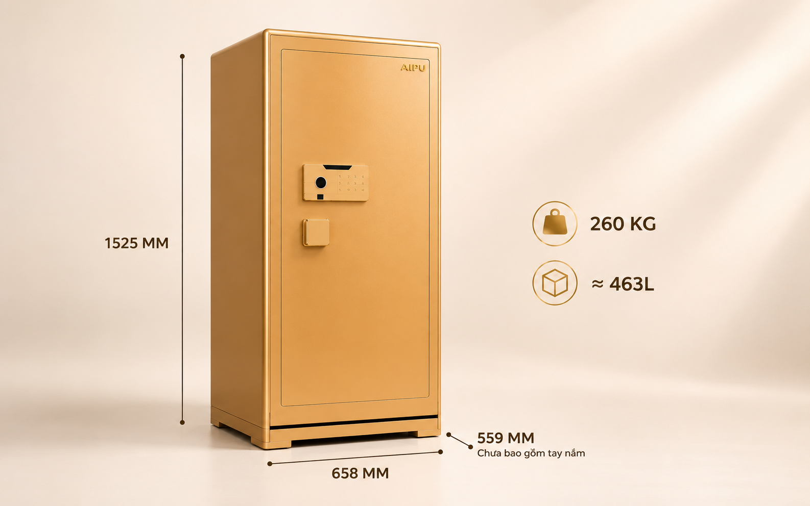 Kích thước AIPU ZR-150VI-G-W 1525 x 658 x 559mm 260kg